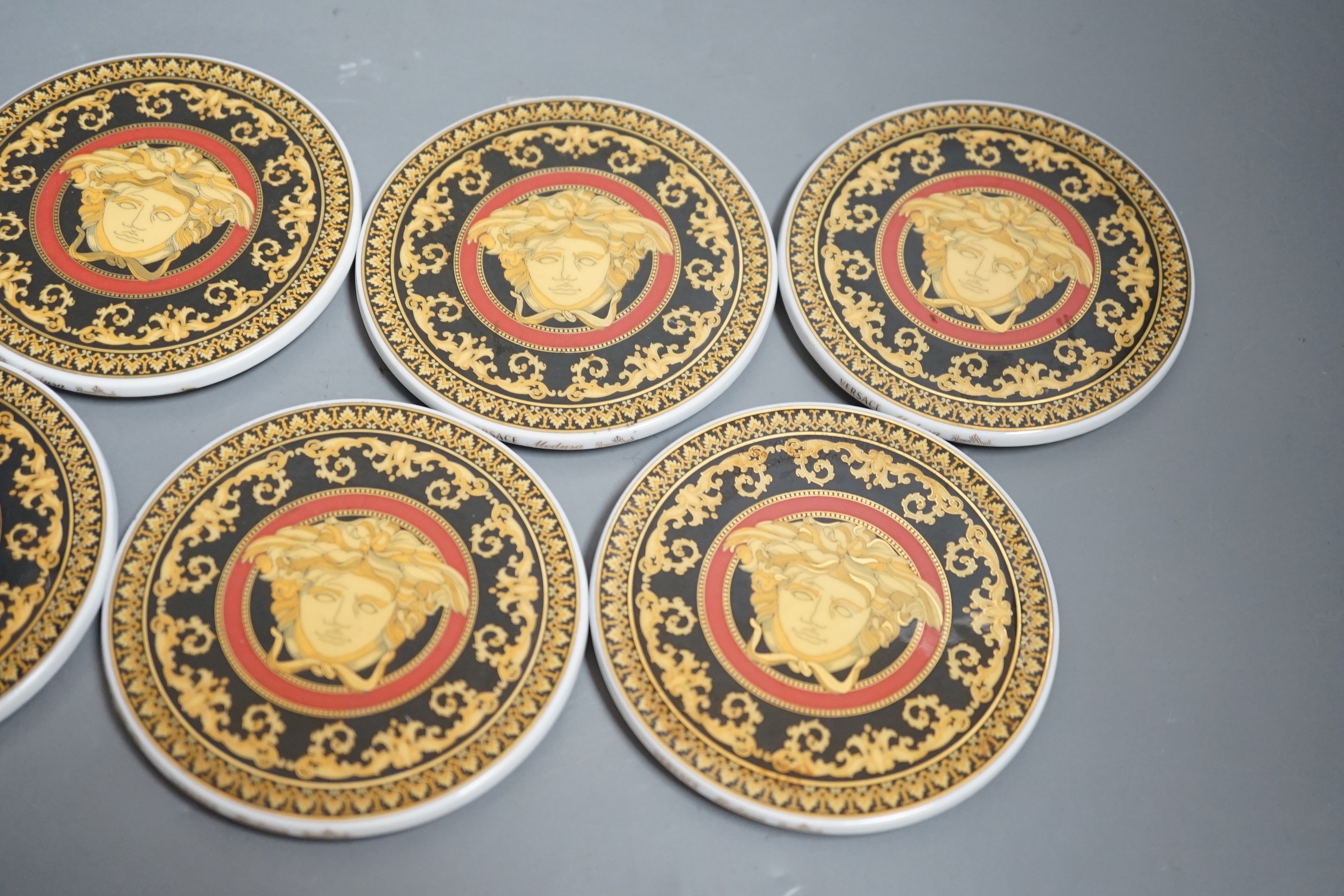 Rosenthal for Versace. A Medusa pattern set of eight coasters, 9cm